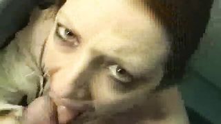 Pompino con ingoio nella toilette di un treno