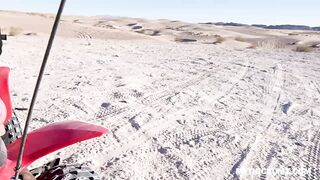 Showing perfect ass while riding an ATV