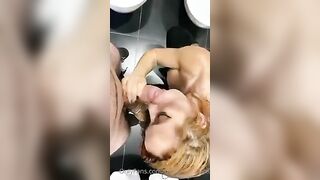 Rossa tettona rifatta succhia da dio in bagno e si beve tutto in gola