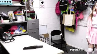 Brat in pink stripped and fucked by the mall cop