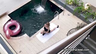Blown by busty Latina roomie after Yoga