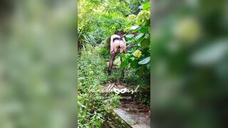 Il padrone porta Vanille al guinzaglio a fare squat nel bosco