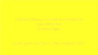Phoenix e Mistress Nicolette ballbusting a Andrea Diprè