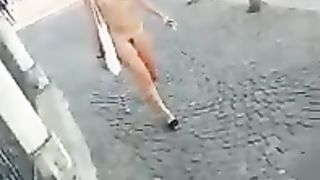 Anteprima del video: Ragazza cammina nuda in centro a Bologna