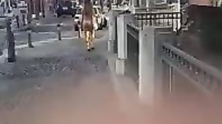 Ragazza cammina nuda in centro a Bologna