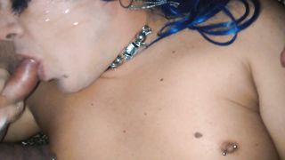 EVA ZOCCOLA con la faccia riempita di sborra da due cazzi