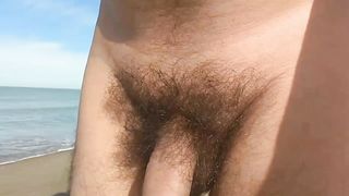 Prima passeggiata al mare nudo.