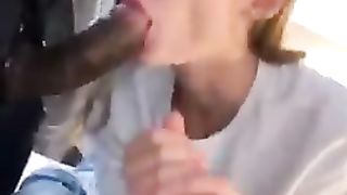 Bionda succhia il cazzo nero e sega quello bianco