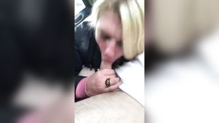 Troia bionda pompa in auto