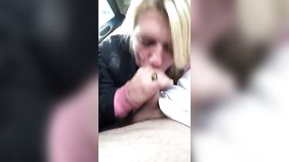 Troia bionda pompa in auto