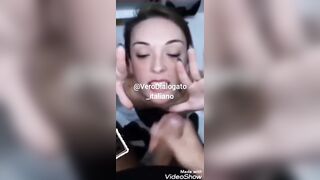 Maschio italiano sborra la bocca della puttana