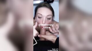 Maschio italiano sborra la bocca della puttana