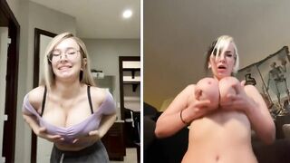 Zoccola tettona di tik tok sgamata a fare porno