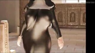 Tettona in costume da suora sexy