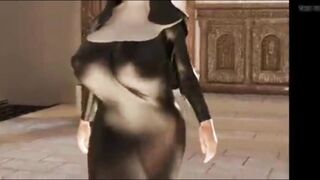 Tettona in costume da suora sexy