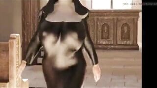 Tettona in costume da suora sexy