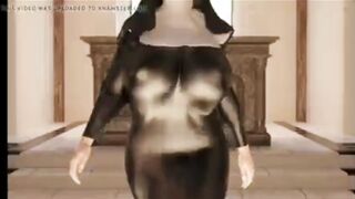 Tettona in costume da suora sexy