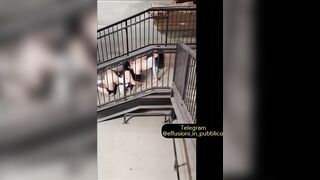 Lesbiche spiate dal guardone mentre fanno sesso nelle scale