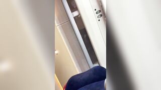 Biondina troia gioca con il dildo sul treno di linea