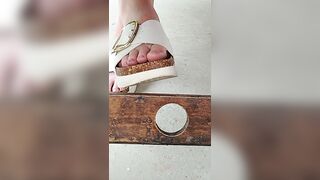 Jerk off template Judiths white Birkenstock shoejob