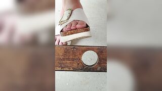 Jerk off template Judiths white Birkenstock shoejob