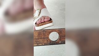 Jerk off template Judiths white Birkenstock shoejob