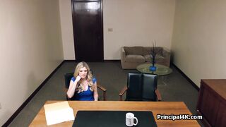 Busty milf called in after the principal found smut