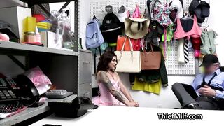 Thief tattooed Latina MILF gets fucked for stealing