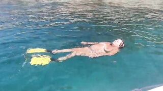 Una papera che galleggia