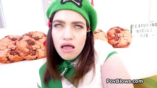 Busty scout Nicole titfucked before bj