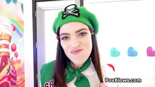 Busty scout Nicole titfucked before bj